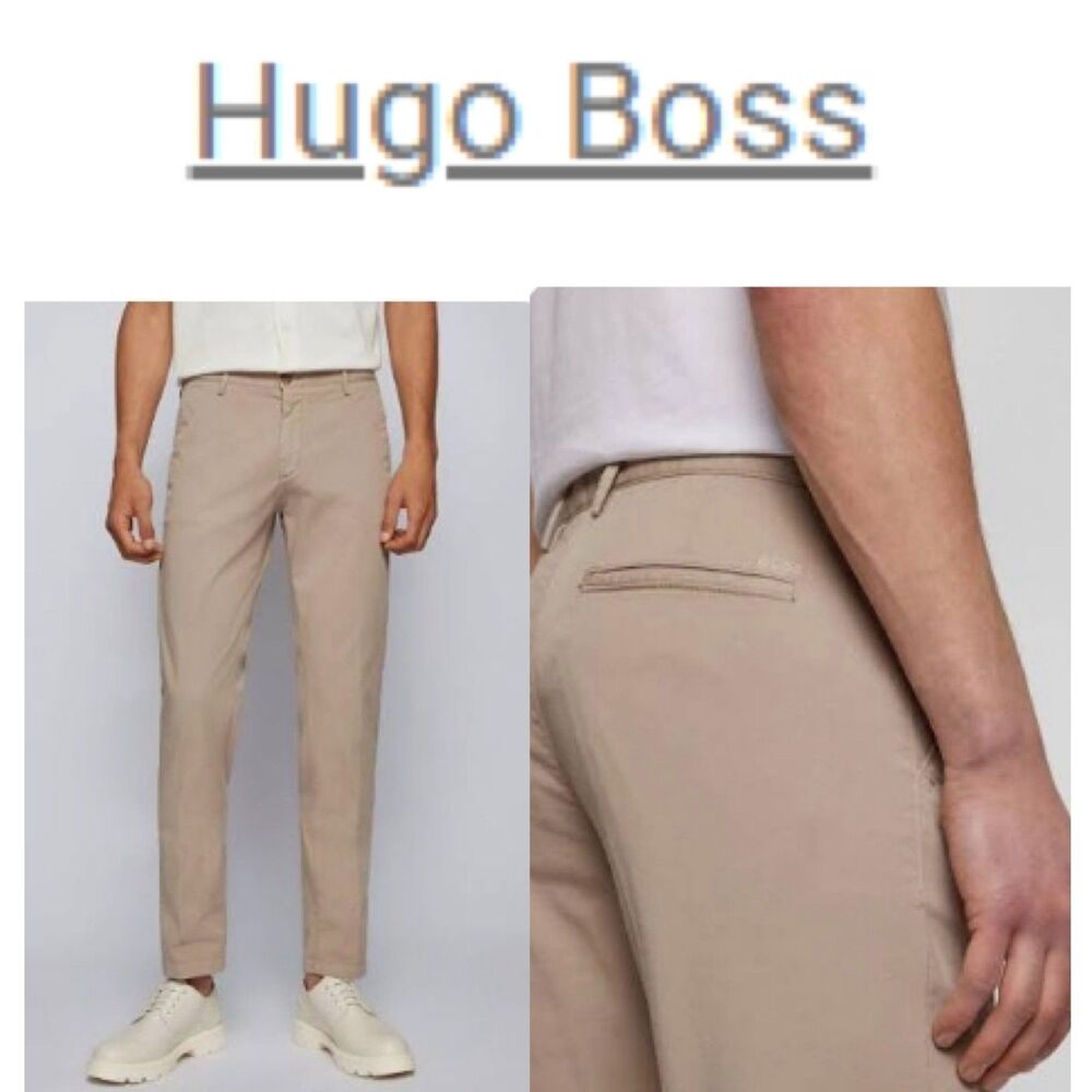 SZ 38R / 34L Hugo Boss Black Label Men's Khaki Rice3-W Slim Fit Stretch Pants